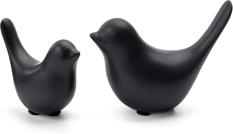 Notakia Small Birds Statues Home Decor Modern Style Decorative Ornaments for Living Room Decor, Bedroom, Office Desktop, Cabinets (Black 2Pcs Birds) - Image 1